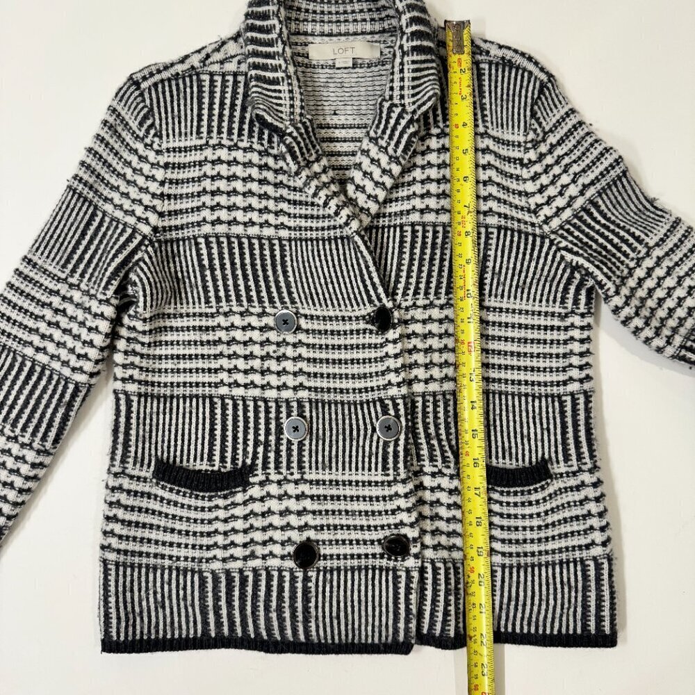 Loft - Wool Blend Patchwork Knit Sweater Jacket I… - image 7